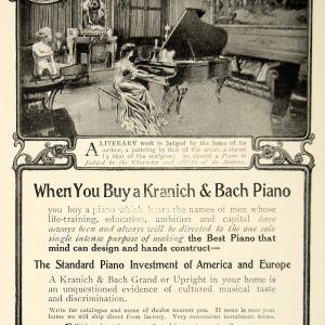 1909 Ad Kranich & Bach Grand Upright Piano Musical Instrument Edwardian Era YLF4 Free Shipping Shop For
