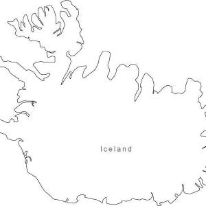 Iceland Map - Black & White Simple Outline Real For Sale