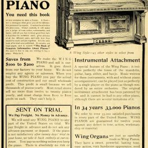 1902 Ad Wing & Son New York Piano Musical Instruments Antique Vintage Music EM2 Pick A Best Sale Online