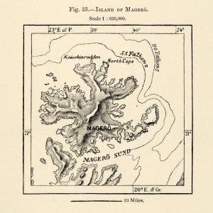 1882 Relief Line-block Map Magero Island Norway Scandinavia Map Topography XGS6 Discount Amazon