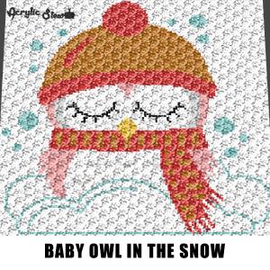 Baby Owl Wearing Scarf and Hat Sitting In Snow Baby Animals Woodland Creatures crochet graphgan blanket pattern; graphgan pattern, c2c; cross stitch; graph; pdf download; instant download Buy Cheap From China