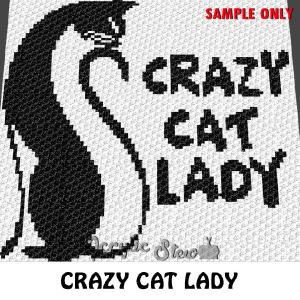 Crazy Cat Lady Quote crochet blanket pattern; c2c, cross stitch graph; instant download Sale Extremely