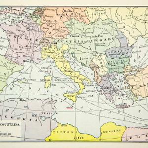 1918 Print Map Mediterranean Countries Tunis Madrid Spain Austria Vienna XEBA3 Discount Free Shipping