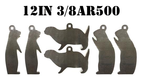 12" Steel Shooting Targets - 3/8" AR500 Prairie Dog Animal Silhouette - 6pc (PD126AR500) Free Shipping Best Seller