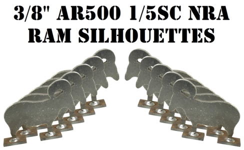 10pc 1/5sc. NRA/IHMSA 3/8" AR500 Ram Silhouettes - .22LR/High Powered Pistol & Rifle Animal Knock-down Hardened Steel Targets (KRAM10NPAR500) Sale Choice