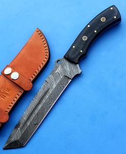 HT-16 Damascus Knife custom handmade Tracker / Micarta handle/ Camping / Survival Free Shipping With Paypal