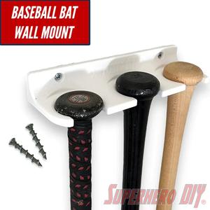 Baseball Bat 3-Bat Holder Wall Mount | Floating Shelf for Storing 3 Baseball Bats or Display Shop Sale Online