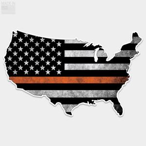 Thin Orange Line USA Flag Sticker Sale Visit