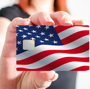 Drapeau Americain au vent- sticker pour carte bancaire, 2 formats de carte bancaire disponibles Shop For Sale