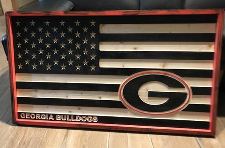 UGA - American Flag Wood Plaque With Paypal Low Pice
