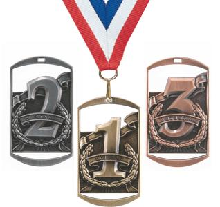 2-3/4" Dog Tag Style Place Medals on 7/8" Neck Ribbons | 1st 2nd 3rd New Arrival Cheap Pice