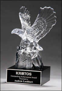 Airflyte Beautiful carved Crystal Eagle on black crystal base Discount Low Cost