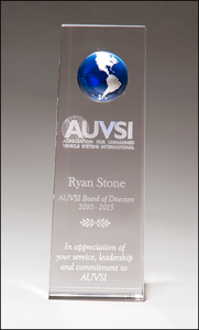 Airflyte Crystal trophy with Blue Globe Official
