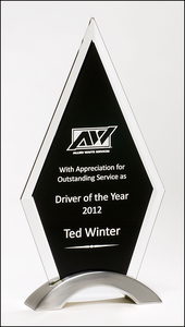Airflyte 3/8" thick Diamond Series Award featuring a beveled glass upright on a brushed silver aluminum base | 3 SIZES Newest Online