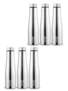 Stainless Steel Inox Carbo | Bolt Matt Finish Water Bottle For Fridge, School, Home, Office, Travel, Gym, Capacity -1000ml, Color: Silver, (Pack of 6) Online Cheap Quality