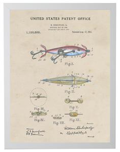 Watercolor Fishing Lure Patent K - Online Only Outlet Fashion Style