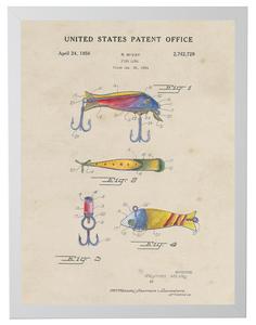 Watercolor Fishing Lure Patent G - Online Only Cheap High Quality