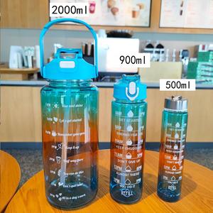 Pack of 3 Water Bottles with Time Marker ( Orange-Blue) Free Shipping Best
