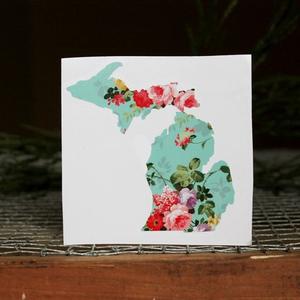 Decal // Michigan ~ Vintage Floral Michigan Decal Discount Pay With Visa