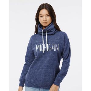 Michigan ~ Navy Cowl Neck Sweatshirt Free Shipping 2025 Unisex