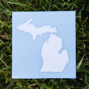 Decal // Michigan ~ White Glossy Decal Clearance Original