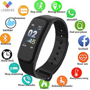 Lerbyee C1Plus Smart Band Blood Pressure Fitness Tracker Heart Rate Monitor Smart Bracelet Black Men Watch for Sport Climbing Clearance Best
