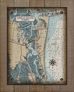 Amelia Island Nautical Chart (blue tint) Board Mounted Canvas Print Buy Cheap Many Kinds Of