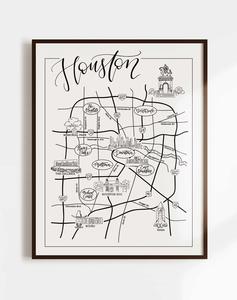 Houston Urban Illustrated Map Cheap Real Authentic