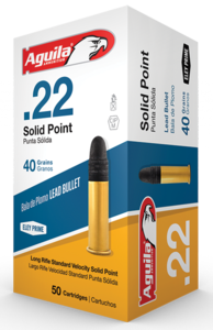 Aguila Ammunition Rimfire, 22LR, 40 Grain, Solid Point, Standard Velocity, 50 Round Box 1B222332 For Sale For Sale