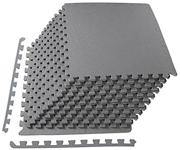 BalanceFrom Puzzle Exercise Mat with EVA Foam Interlocking Tiles for MMA, Exercise, Gymnastics and Home Gym Protective Flooring, 1/2" Thick, 48 Square Feet, Gray Outlet Pay With Paypal