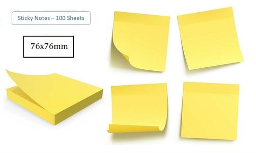 100 Sheets 76mm x 76mm Sticky Notes Memo Pad Office Stationery Footlocker For Sale