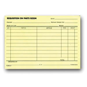 Parts Requisition Forms (Form 27) Marketable Sale Online