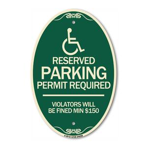 (Modern Isa Symbol) Connecticut Reserved Parking Permit Required Violators Will Be Fined Min $150 Cost Cheap Pice