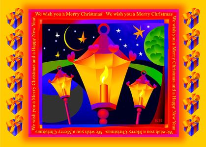 Christmas Lanterns - Pack of 5 postcards Outlet Buy