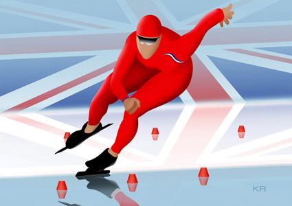 -- Speed Skater -- Pack of 4 postcards Outlet Genuine
