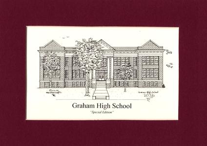 Graham High School (former) - Personalized Pen & Ink - matted prints - choose from (2) Sizes and Year For Sale Official Site