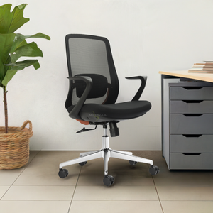 Prague Mid Back Office Chair (Black & Orange) Sale Big Discount