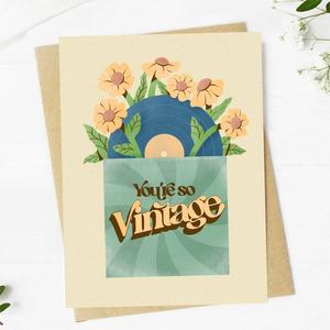 "you're so vintage" record birthday card Marketable Cheap Pice