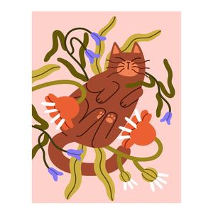 Decorative "Coquette Collection: Floral Cat in Pink" Posters | High-Quality Print | Repositionable Adhesive Sale Footlocker