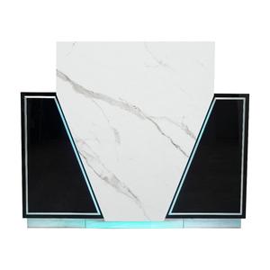 LUX V550 Reception Front Desk Marble Design with LED :: Black Clearance Marketable
