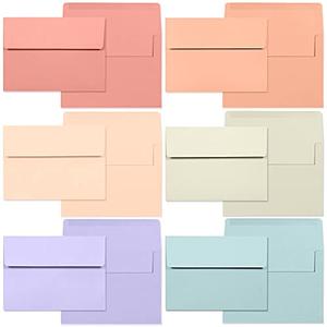5x7 Envelopes for Invitations, 120-Pack A7 Envelopes for 5x7 Cards, Colored Invitation Envelopes, 6 Warm Pastel Colors, 5 1/4 x 7 1/4 Inches How Much Online