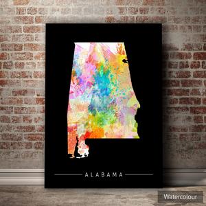 Alabama Map: State Map of Alabama - Sunset Series Art Print Low Cost For Sale