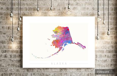 Alaska Map: State Map of Alaska - Sunset Series Art Print Shop For Sale