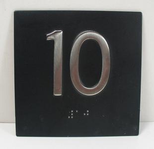 "10" Elevator ADA Braille 4 x 4 Jamb Plate Stainless Steel Black Background Cheap Sale With Credit Card