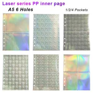 10 Sheets A5 Laser Series 6 Rings PP 1/2/4 Pockets Binder Postcard Refills Family Wedding Photo Album Sleeves Notebook Card book Quality Free Shipping Outlet