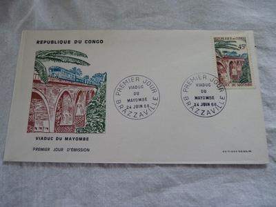 Enveloppe ferroviaire 1er jour Rpublique du Congo - Viaduc du Mayombe 1968 Genuine For Sale