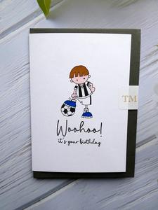 Hand drawn Birthday Card, Boy with Football From China Cheap Pice