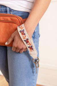 1.2"Easy Find Navy Abstract Orchid Wristlet Keychain Sale Extremely