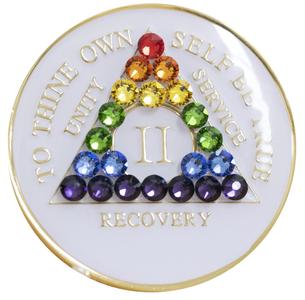 1 - 40 Year White Tri-Plate AA Medallion Rainbow Swarovski Crystal Popular Cheap Online