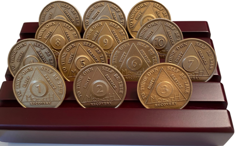 1st Year Sobriety Coin Set Wood Chip Display Month 1 - 11 24 Hours and 1 year AA Medallions Cheap New Arrival